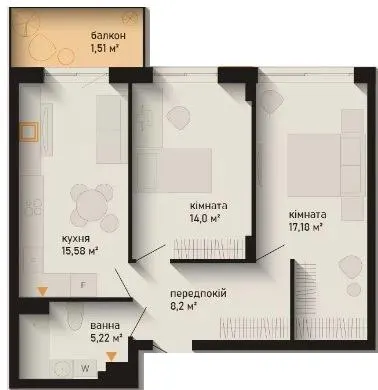 ЖК Noveli — 61.7 м²