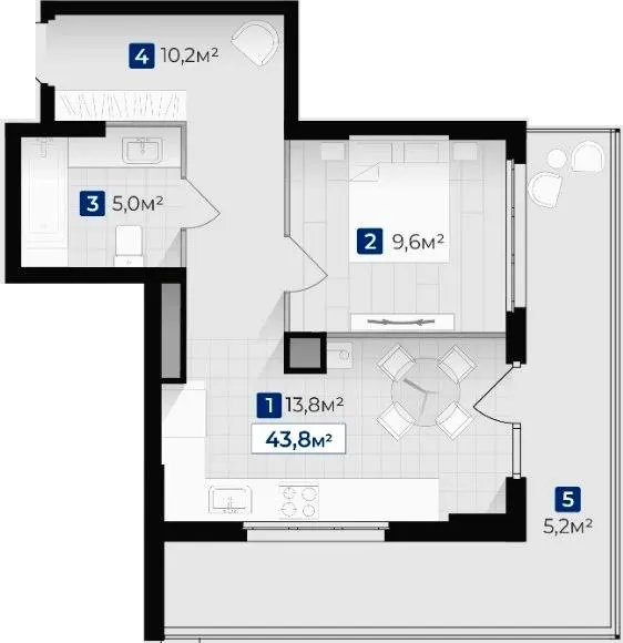 ЖК Гармонія — 43.8 м²