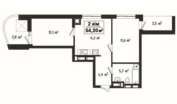 ЖК Uptown — 54.2 м²