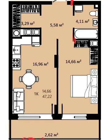 ЖК CONTINENT RIVER PARK — 47.2 м²