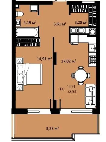 ЖК CONTINENT RIVER PARK — 52.5 м²