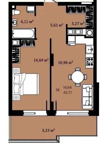 ЖК CONTINENT RIVER PARK — 43.7 м²