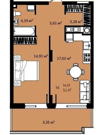 ЖК CONTINENT RIVER PARK — 52.5 м²