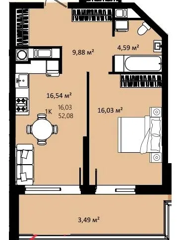 ЖК CONTINENT RIVER PARK — 52 м²