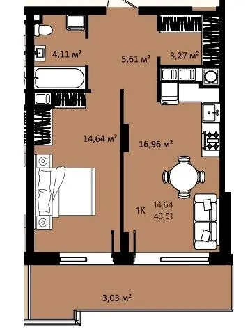 ЖК CONTINENT RIVER PARK — 43.5 м²