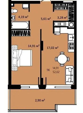 ЖК CONTINENT RIVER PARK — 52 м²