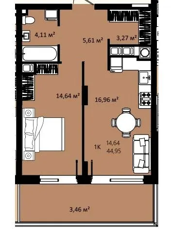 ЖК CONTINENT RIVER PARK — 43.4 м²