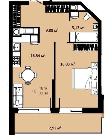 ЖК CONTINENT RIVER PARK — 53.1 м²