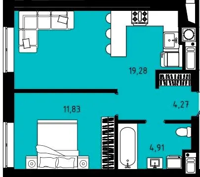 ЖК CONTINENT STREET — 40.3 м²