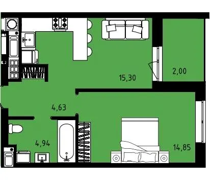 ЖК CONTINENT STREET — 41.7 м²
