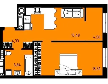 ЖК CONTINENT STREET — 48.7 м²