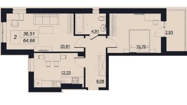 ЖК Shevo — 64.7 м²