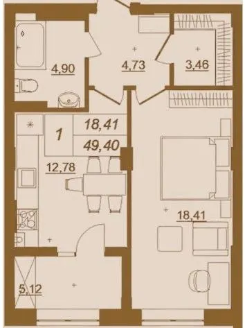 ЖК Shevo — 49.4 м²