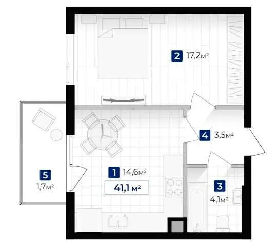 ЖК Містечко Південне — 41.1 м²