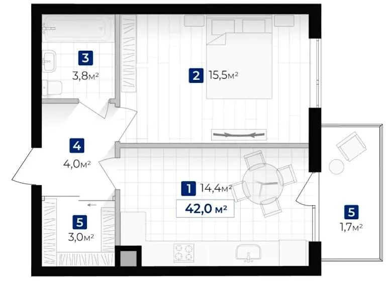 ЖК Містечко Південне — 42 м²