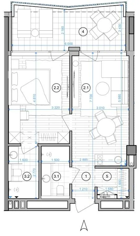 Апарт-комплекс ESCAPE City — 53.3 м²