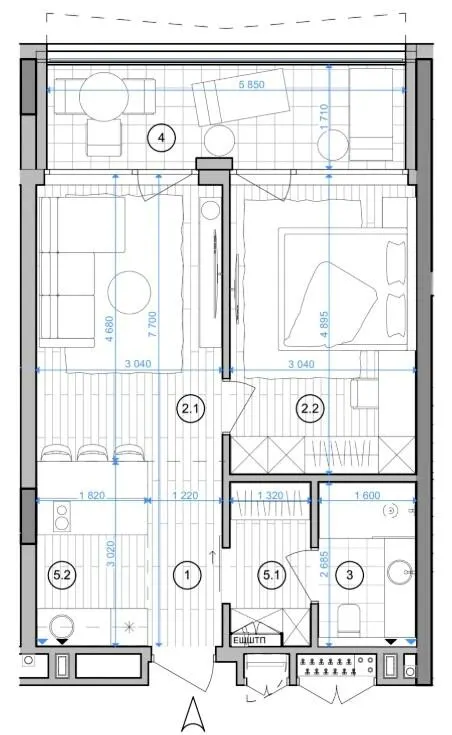 Апарт-комплекс ESCAPE City — 50.8 м²
