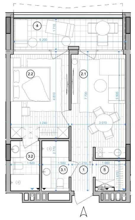Апарт-комплекс ESCAPE City — 51.5 м²