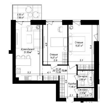Масив SMART &amp; GREEN — 72.6 м²