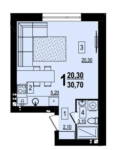 ЖК Браун Хілл — 30.7 м²