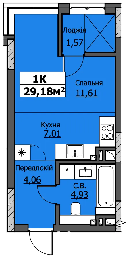 ЖК UZHPOINT — 29.2 м²
