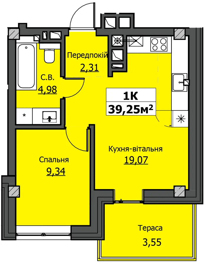 ЖК UZHPOINT — 39.3 м²