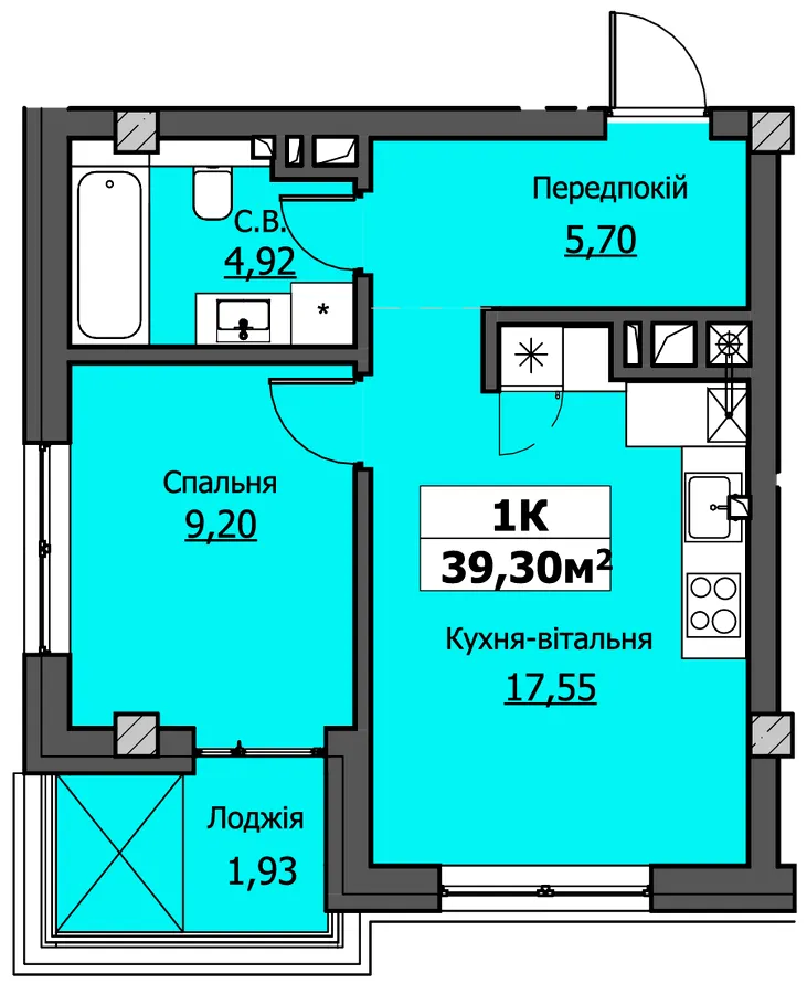 ЖК UZHPOINT — 39.3 м²