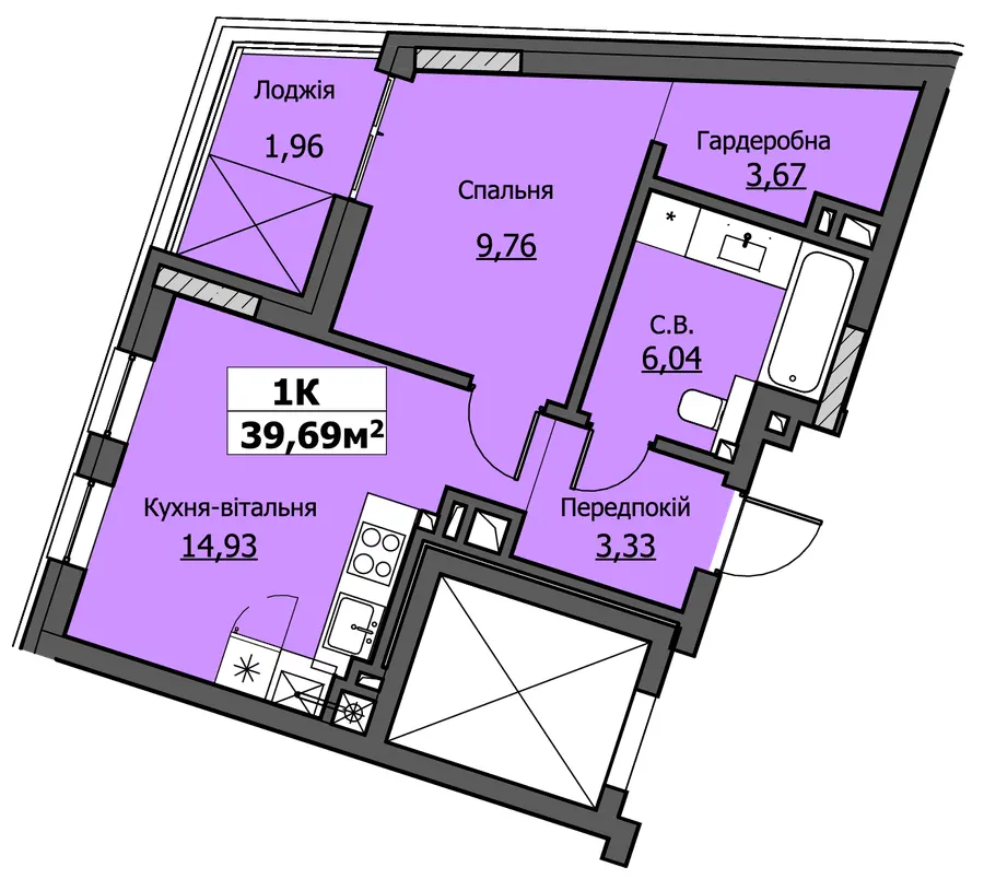ЖК UZHPOINT — 39.7 м²