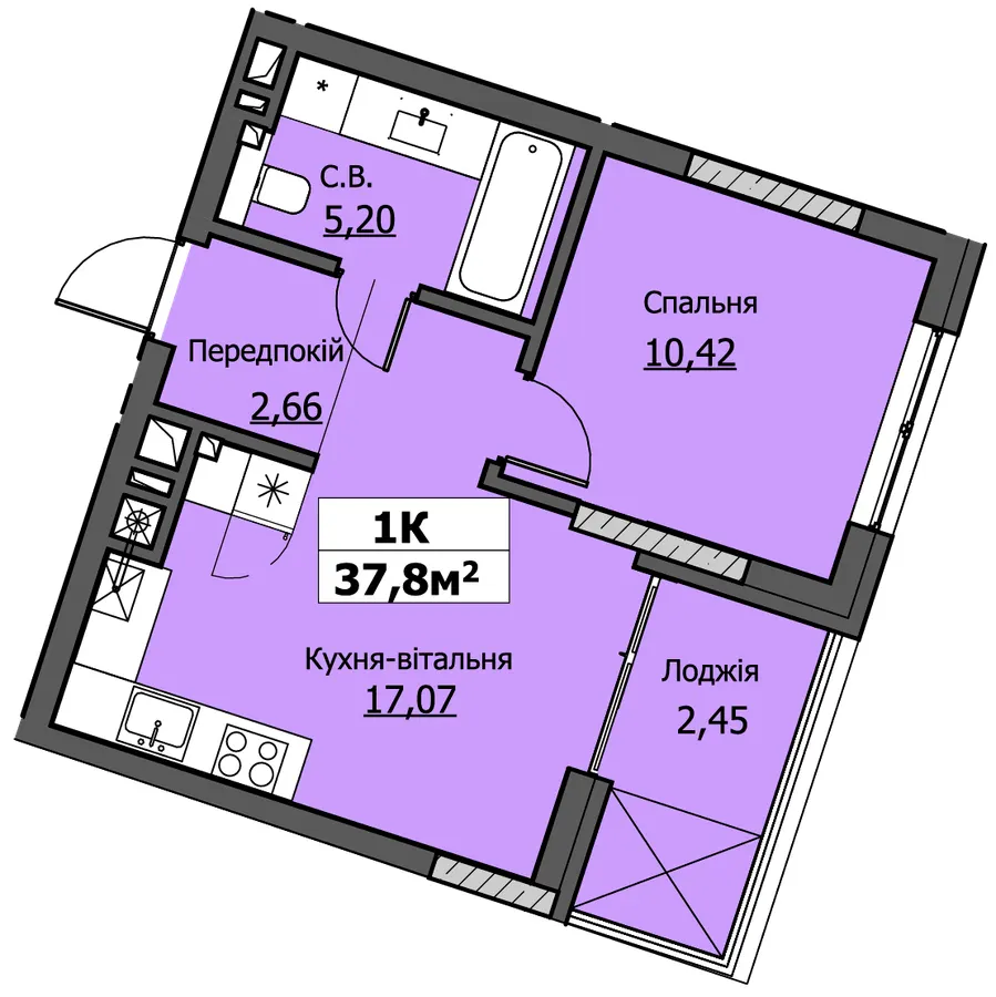 ЖК UZHPOINT — 37.8 м²