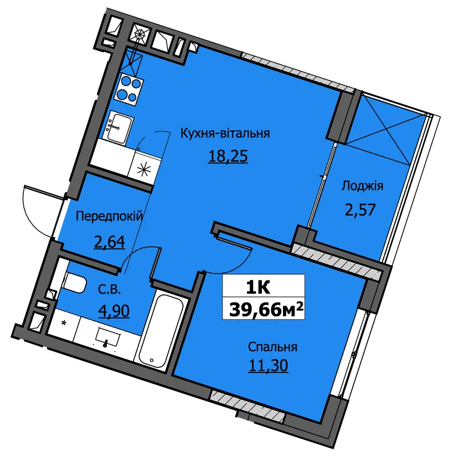 ЖК UZHPOINT — 39.7 м²