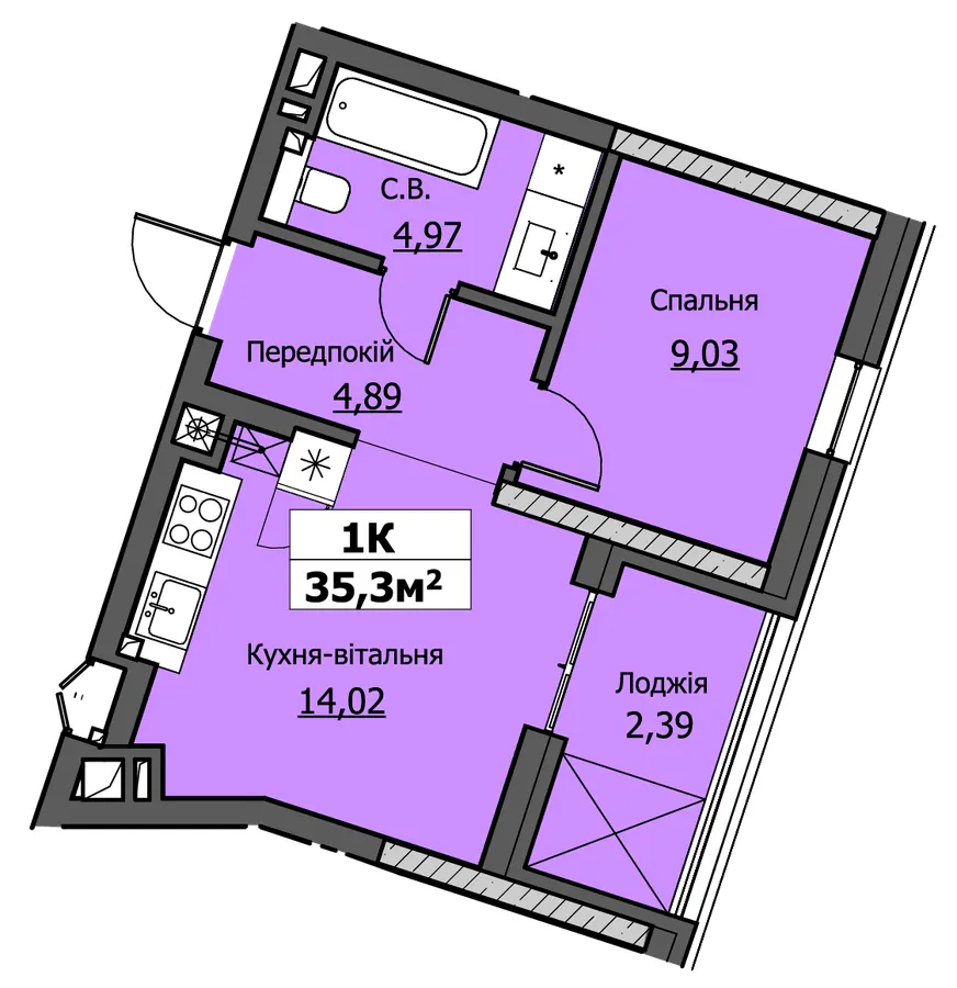 ЖК UZHPOINT — 35.3 м²