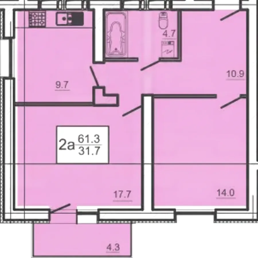 2-комнатная квартира, 61 м², вул. Героїв Праці, Харьков — фото 1