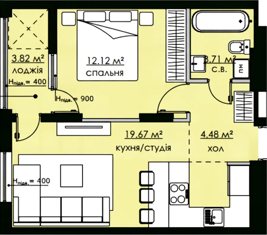 ЖК Бетховен — 43.8 м²