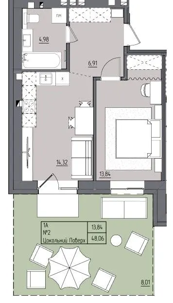 ЖК Під сонцем — 48.1 м²