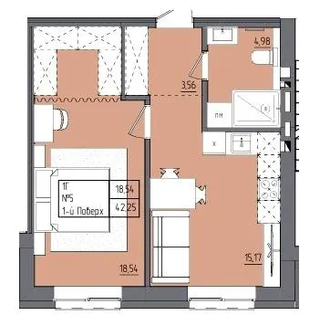 ЖК Під сонцем — 42.3 м²