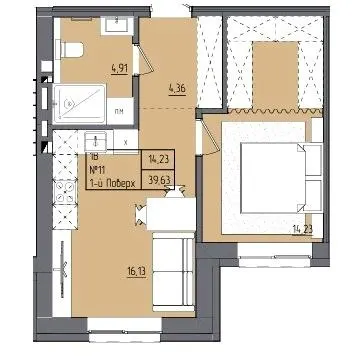 ЖК Під сонцем — 39.6 м²