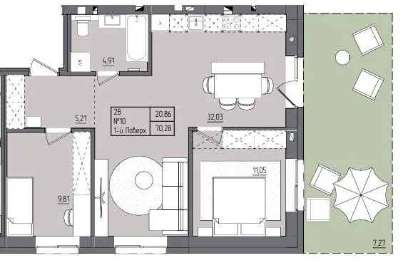 ЖК Під сонцем — 70.3 м²