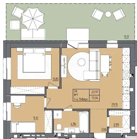 ЖК Під сонцем — 72 м²