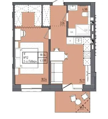 ЖК Під сонцем — 43.9 м²