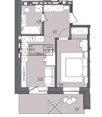 ЖК Під сонцем — 43.3 м²