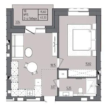 ЖК Під сонцем — 45.3 м²
