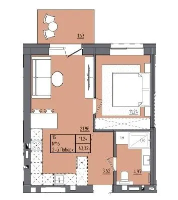 ЖК Під сонцем — 43.3 м²