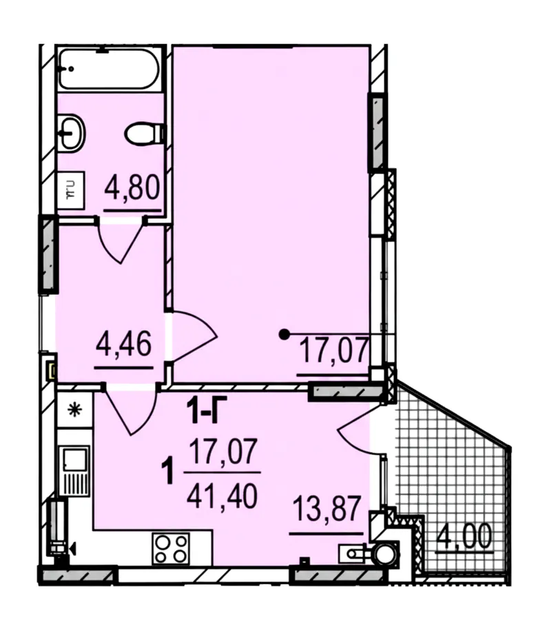 ЖК Італійський квартал 2 — 41.4 м²