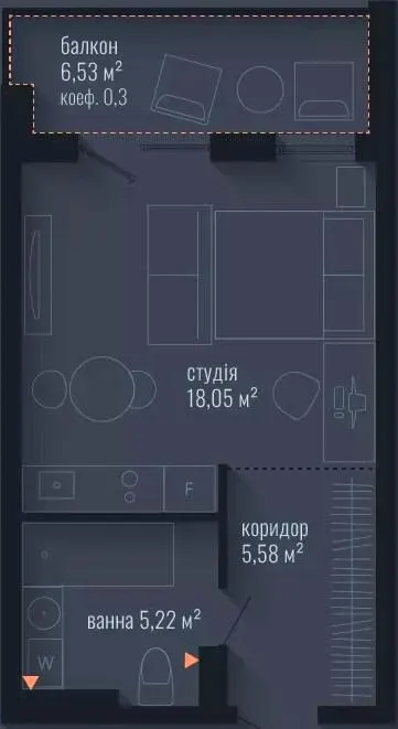 ЖК Brooklyn — 30.8 м²