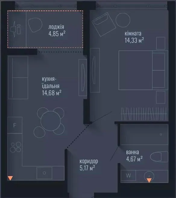 ЖК Brooklyn — 43.7 м²