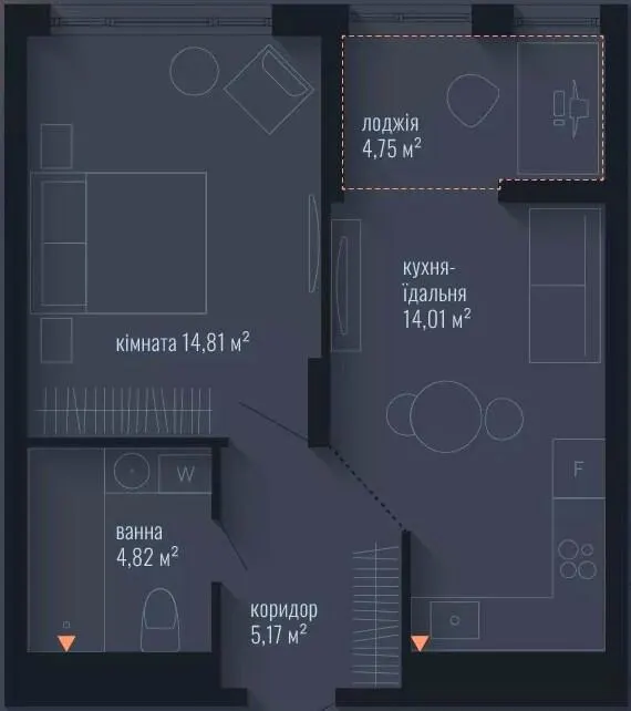 ЖК Brooklyn — 43.6 м²