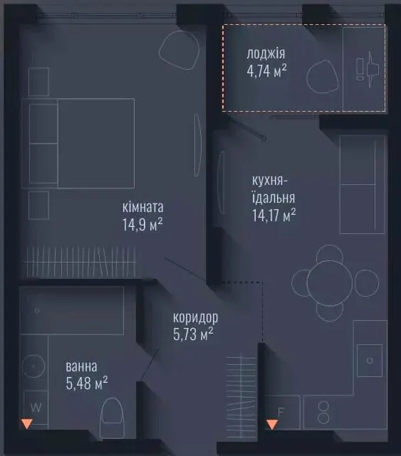 ЖК Brooklyn — 45 м²