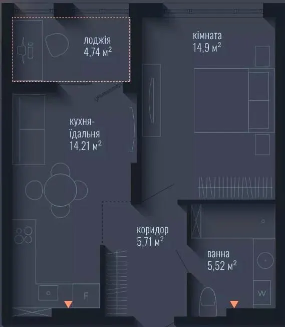 ЖК Brooklyn — 45.1 м²