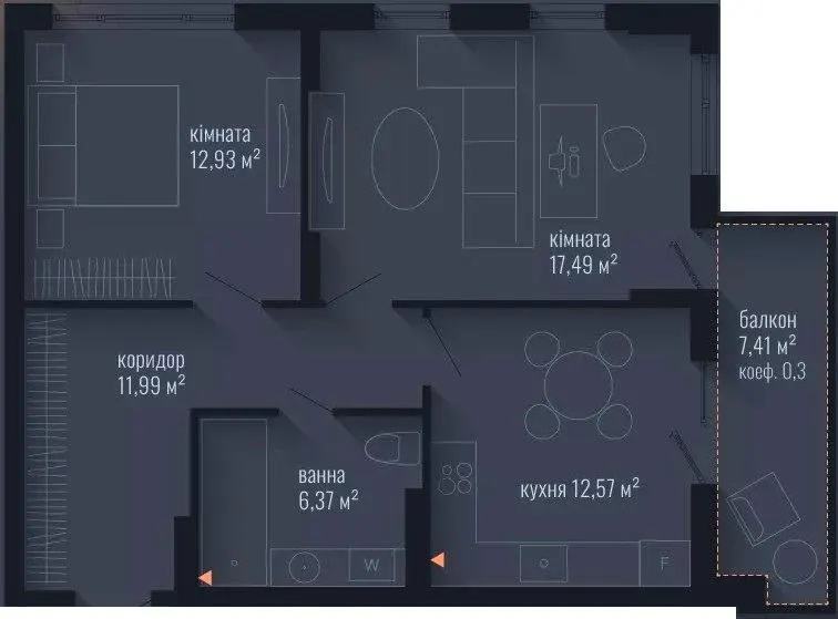 ЖК Brooklyn — 63.6 м²