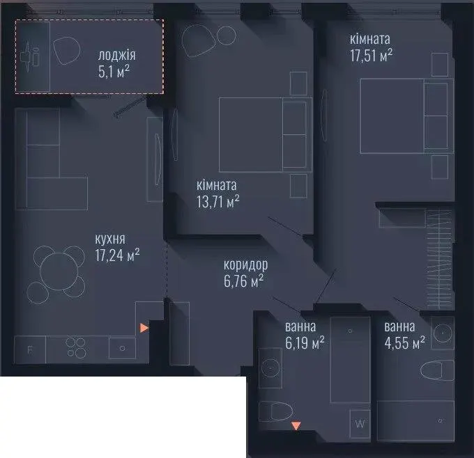 ЖК Brooklyn — 71.1 м²